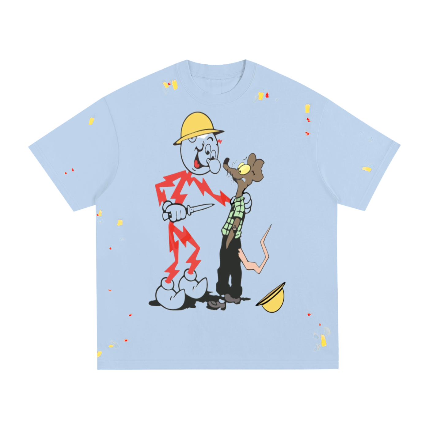 Double ЯR No Rats Allowed Paint Splatter T-Shirt