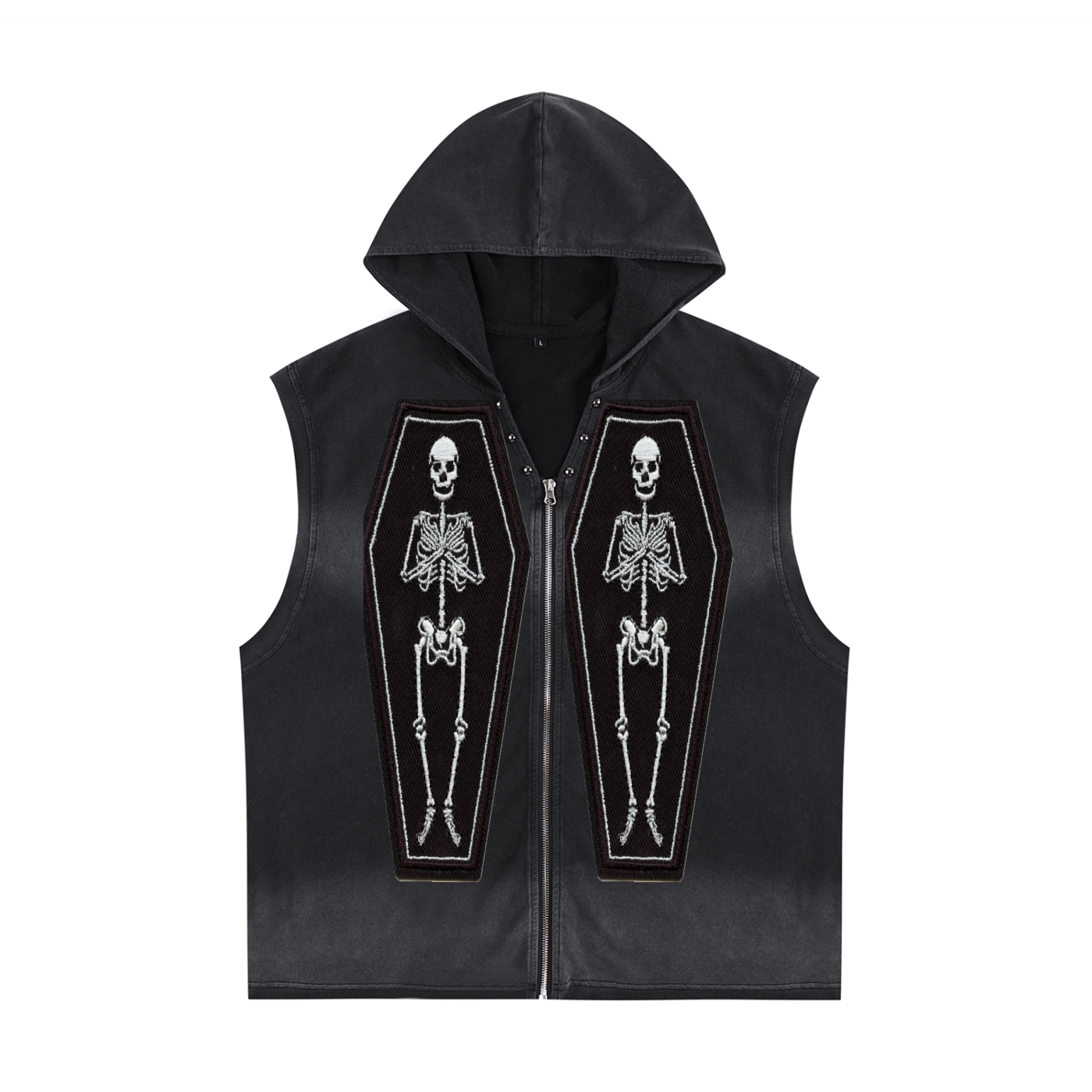 Double ЯR Skull Souls zip-up Hooded Tank Top