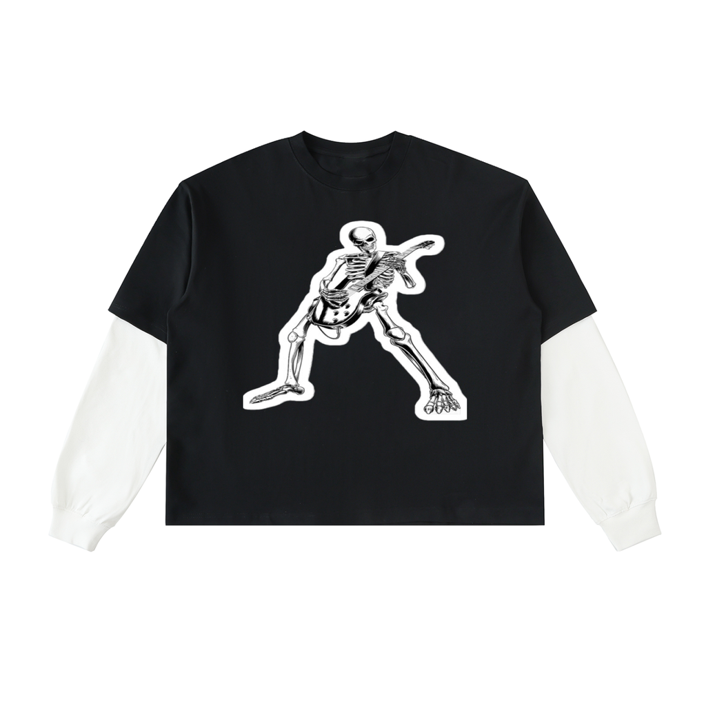 Double ЯR skull Souls Sleeve Cotton T-Shirt