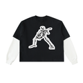 Double ЯR skull Souls Sleeve Cotton T-Shirt