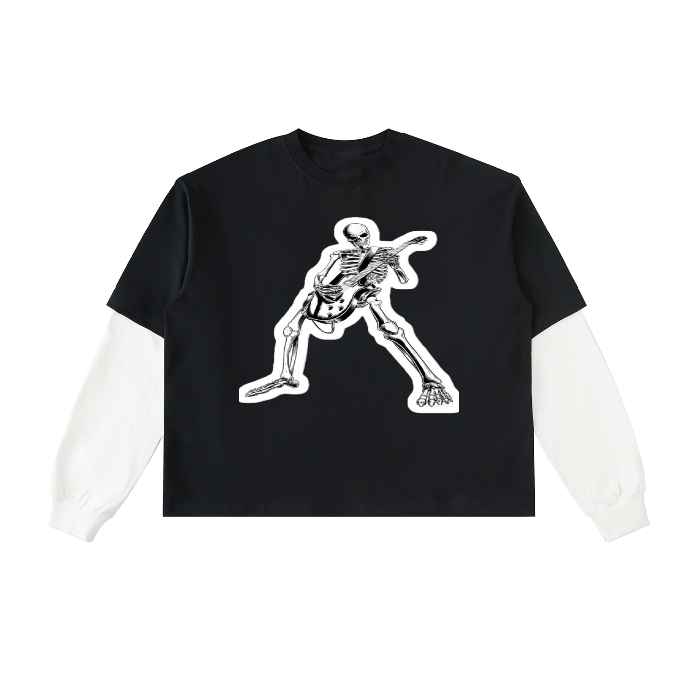 Double ЯR skull Souls Sleeve Cotton T-Shirt