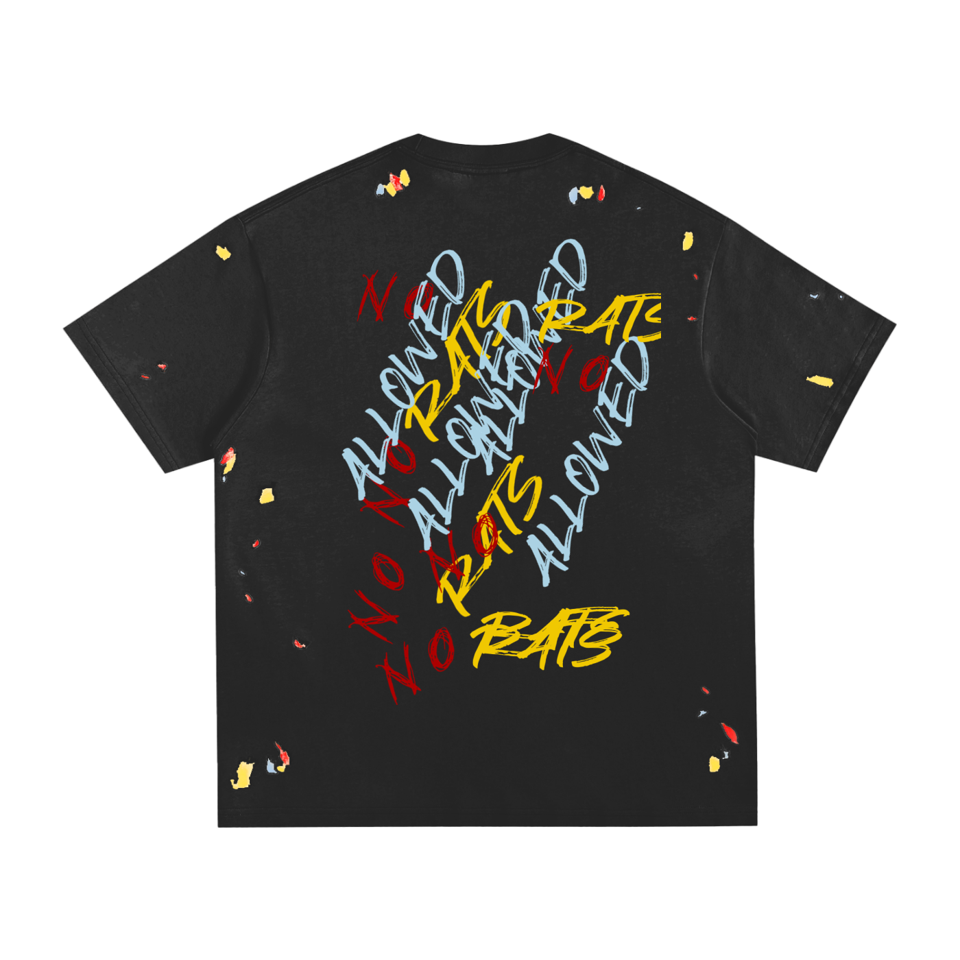 Double ЯR No Rats Allowed Paint Splatter T-Shirt