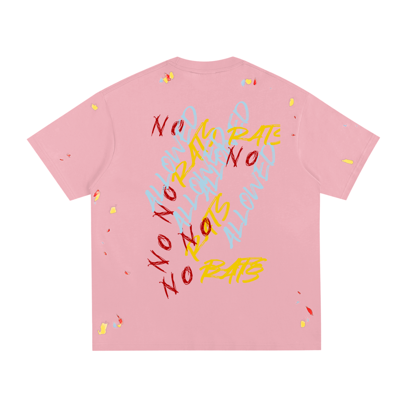 Double ЯR No Rats Allowed Paint Splatter T-Shirt