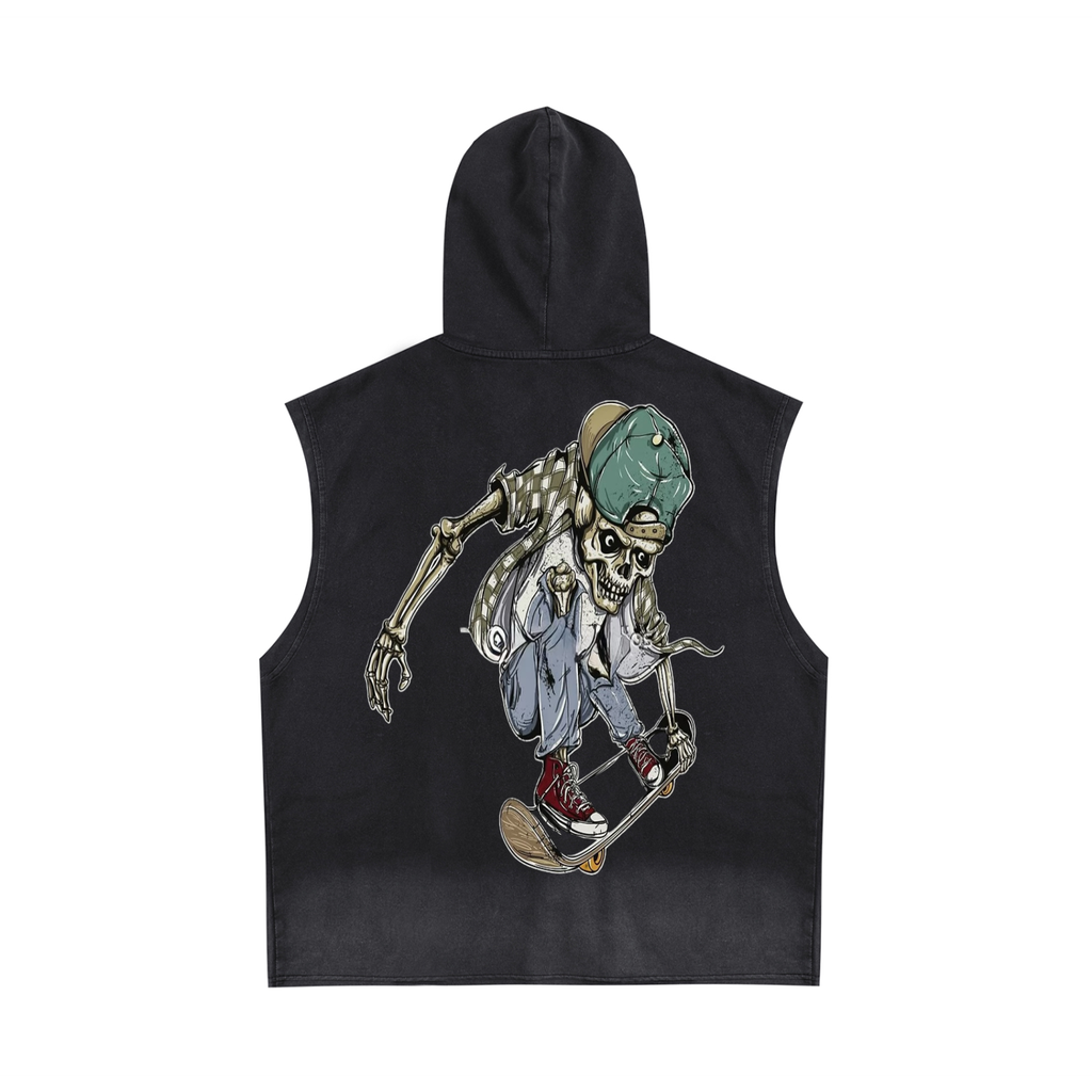 Double ЯR Skull Souls zip-up Hooded Tank Top