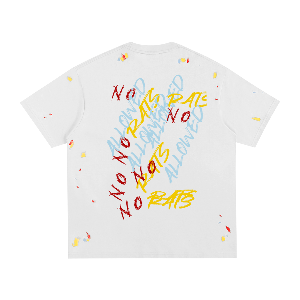 Double ЯR No Rats Allowed Paint Splatter T-Shirt