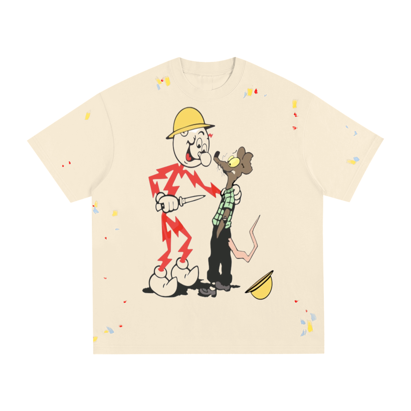 Double ЯR No Rats Allowed Paint Splatter T-Shirt