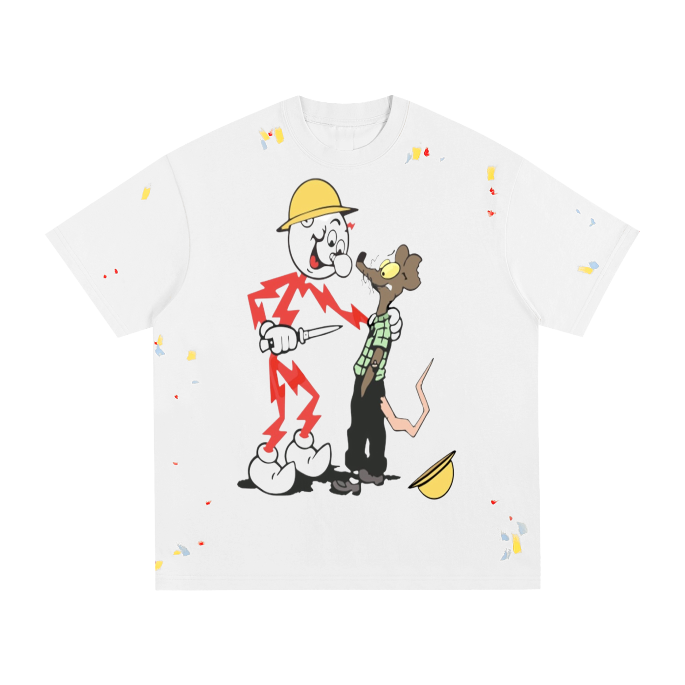 Double ЯR No Rats Allowed Paint Splatter T-Shirt