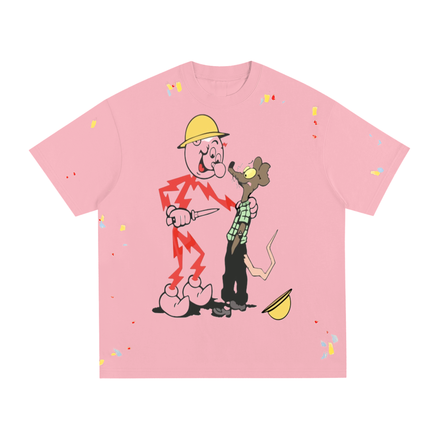 Double ЯR No Rats Allowed Paint Splatter T-Shirt
